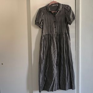 & Other Stories Black and White Gingham Button Front Midi Dress